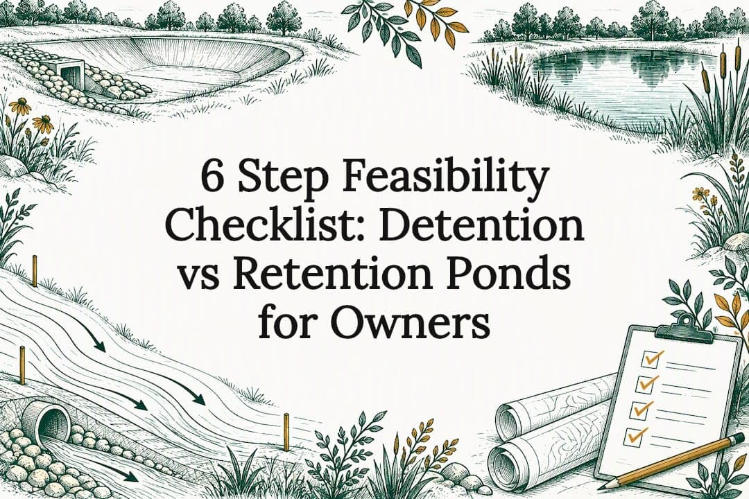 6 Step Feasibility Checklist: Detention vs Retention Ponds for Owners